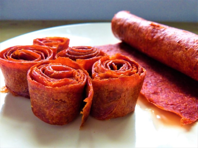 Rolls of homemade, foraged rosehip fruit leather