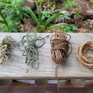 Four plant strings made from Cornish garden plants