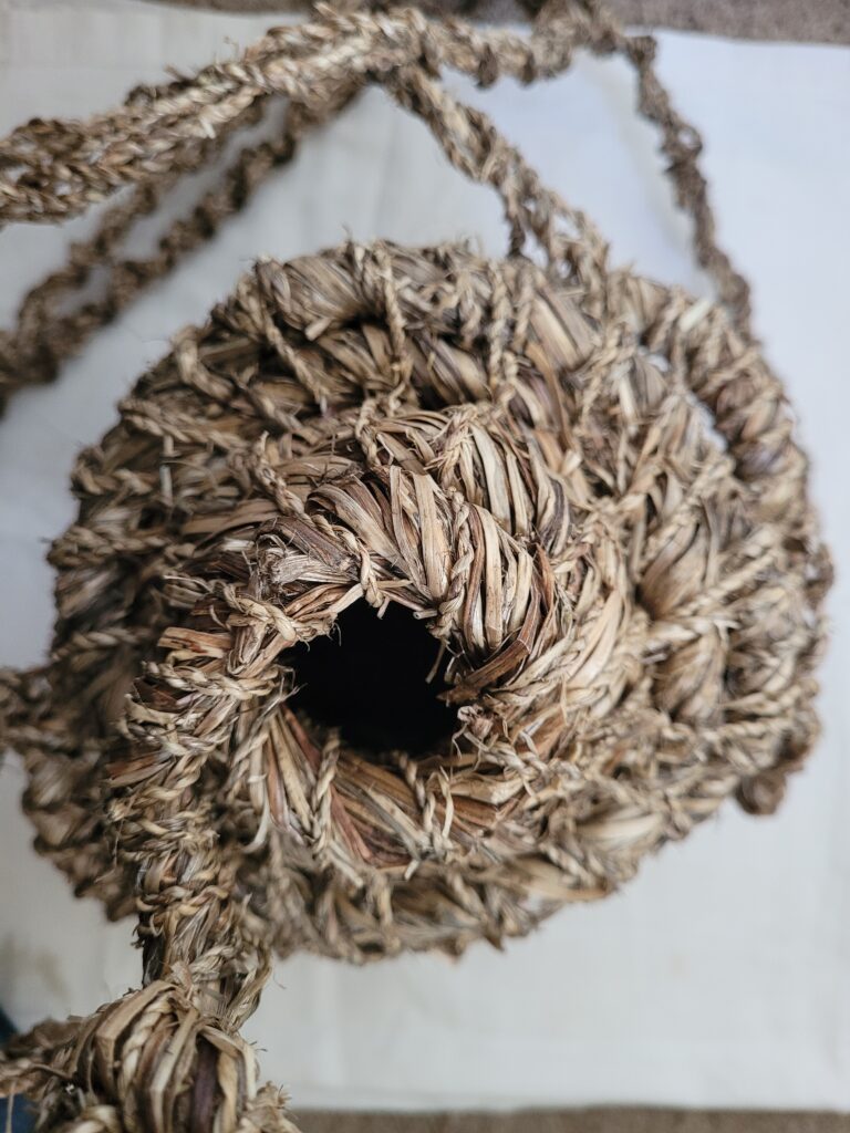 Detail of creative artisan pot using 100% goosegrass