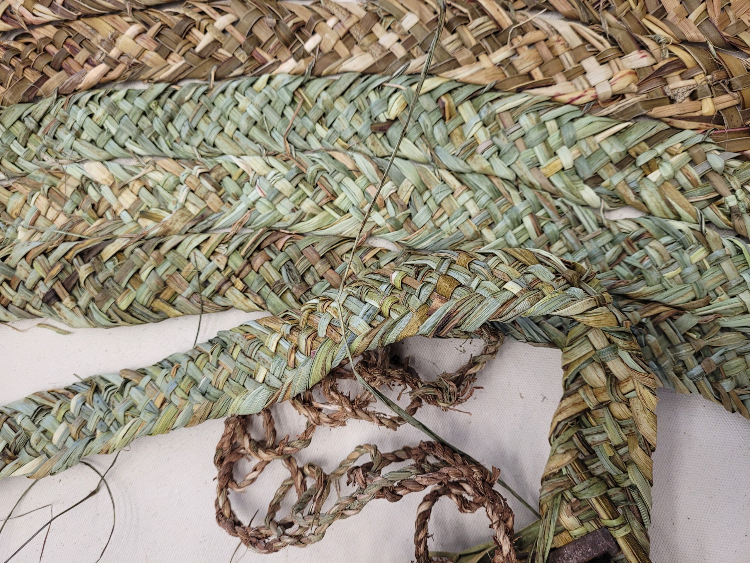 aerial view of 9-ply mat woven from local plants growing in Cornwall