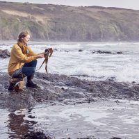 Forager Rachel Lambert is collecting kelp an edible seaweeds on the West Cornish coast